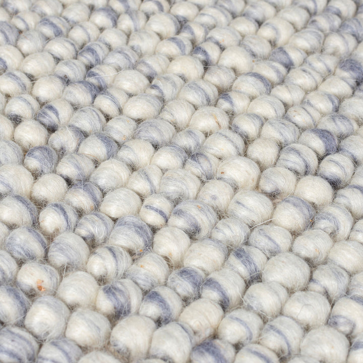 Wollteppich handgewebt Struktur hochdicht Teppich Wolle-Polyester_Blau_Läufer_