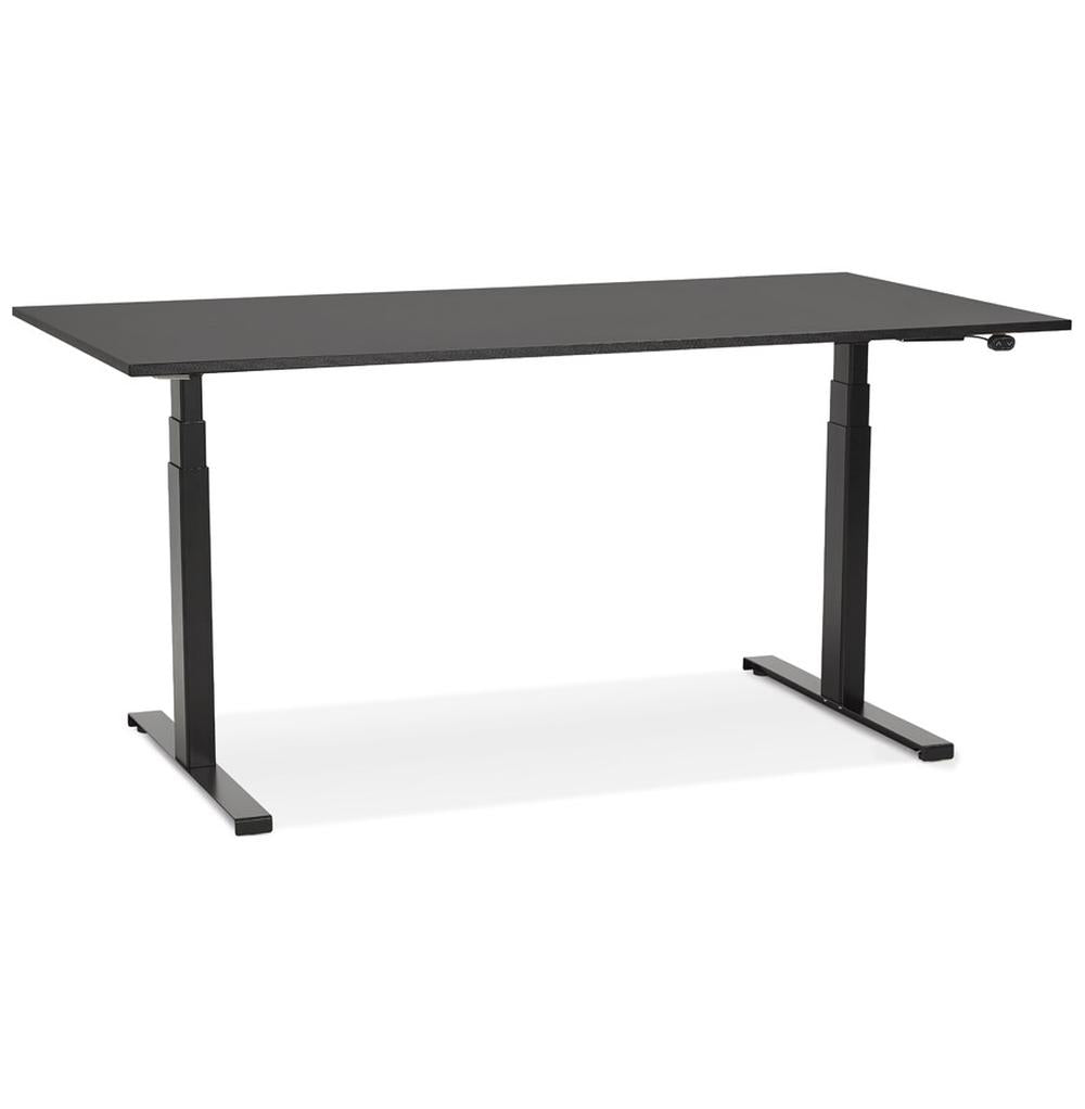 Schwarzer Schreibtisch 140x70cm - Elektrisch höhenverstellbar 65-133cm - Melaminholzplatte - ergonomisches Design für Home-Office - Kadima Design_