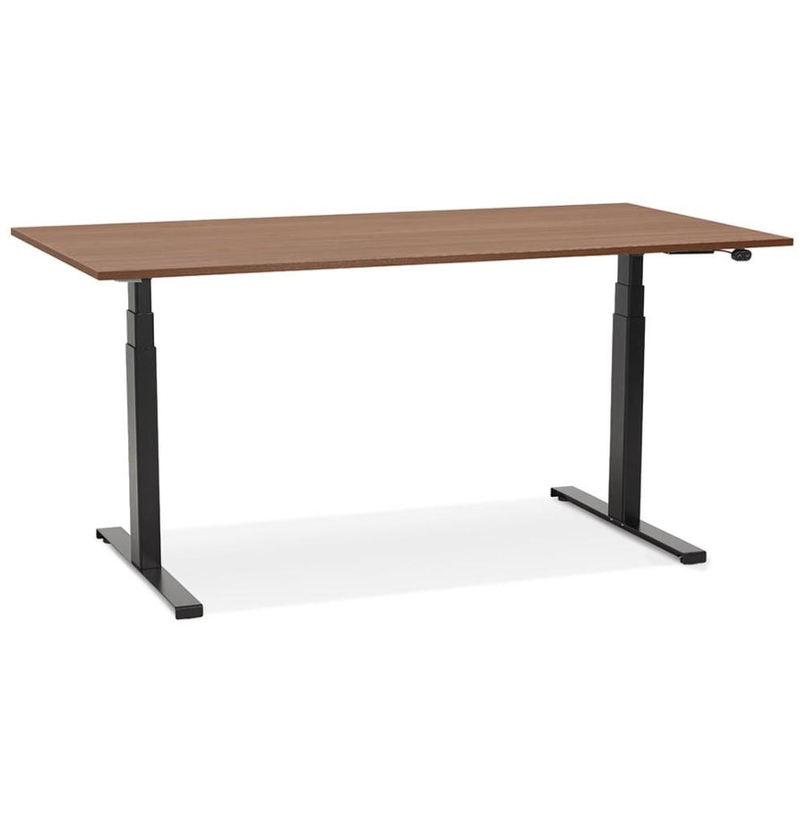 Braun-schwarzer Schreibtisch 140x70cm - Elektrisch höhenverstellbar - Holzoptik-Tischplatte - ergonomisch für Home-Office - Kadima Design_