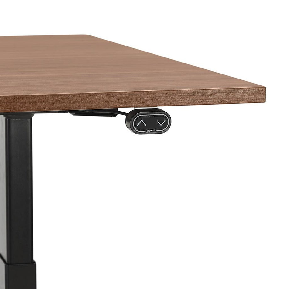 Bürotisch mit brauner Melaminplatte - Schwarzes Metallgestell - 120kg Tragkraft - ideal für klassische Büroeinrichtungen - Kadima Design_