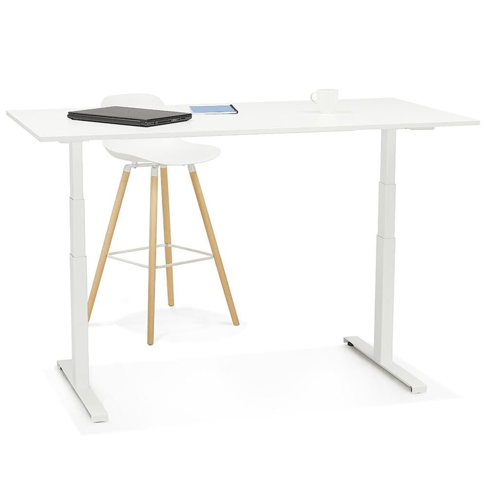 Kompakter Bürotisch weiß - 120kg Tragkraft - stufenlose Höhenverstellung - ideal für helle - kleine Räume - Kadima Design_