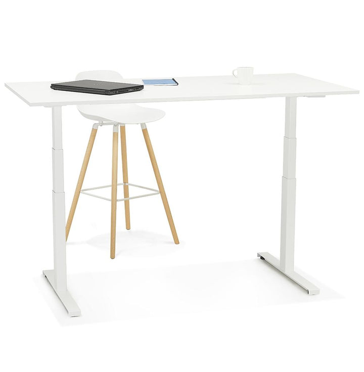 Kompakter Bürotisch weiß - 120kg Tragkraft - stufenlose Höhenverstellung - ideal für helle - kleine Räume - Kadima Design_
