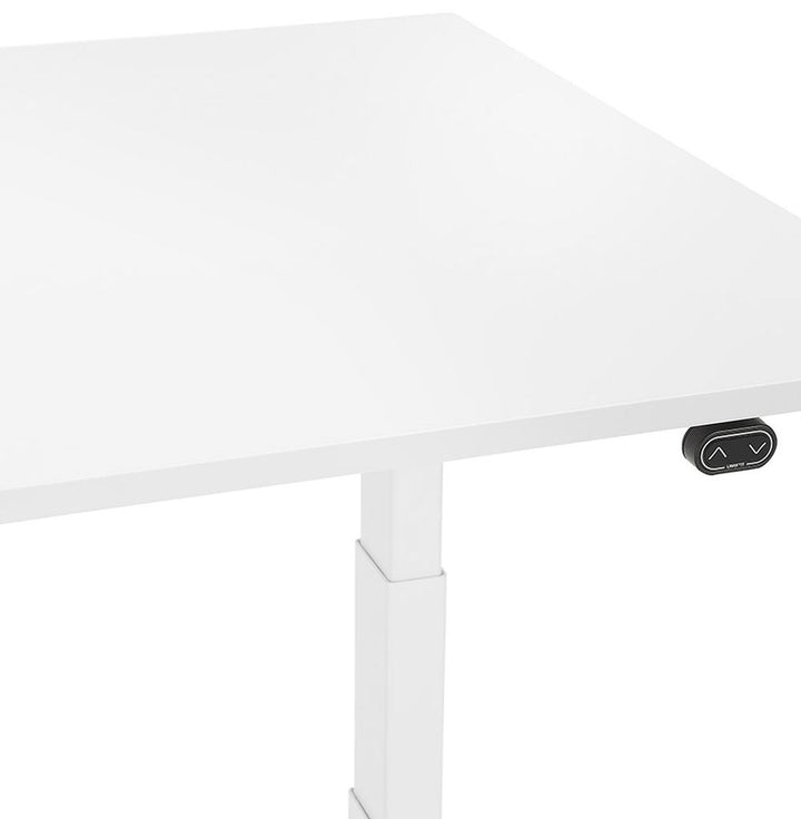 Weißer Schreibtisch 140x70cm - Elektrisch höhenverstellbar 65-133cm - helle Melaminholzplatte - frisches Design für moderne Büros_