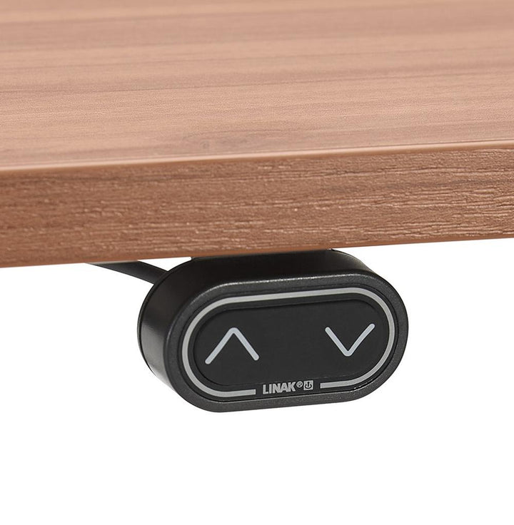 Kompakter Bürotisch braun-weiß - 120kg Tragkraft - stufenlose Höhenverstellung 65-133cm - ideal für moderne Arbeitszimmer - Kadima Design_