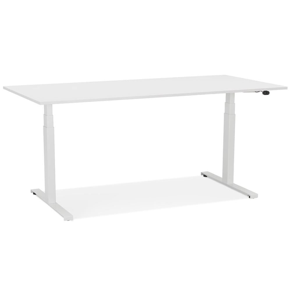 Weißer XL-Schreibtisch 160x80cm - Elektrisch höhenverstellbar - große helle Arbeitsfläche - ideal für offene Bürolandschaften - Kadima Design_
