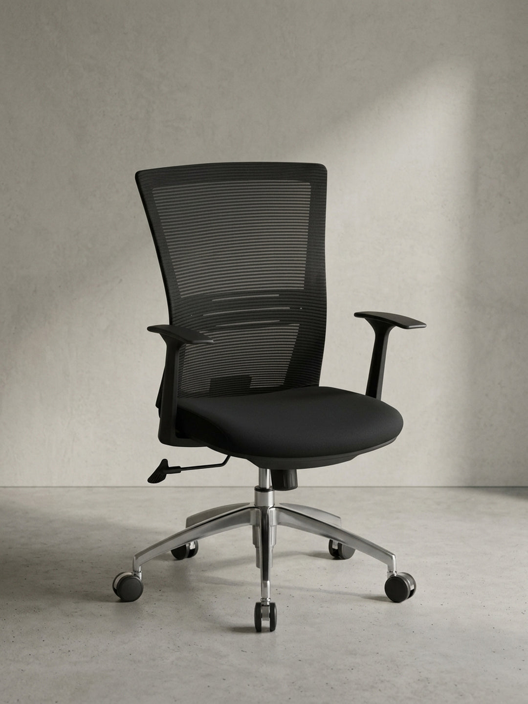 Bürostuhl Stoff schwarz 70x63x107 cm mit Rollen und Höhenverstellung für Home Office Design Möbel modern hochwertig stilvoll robust langlebig Wohnen Einrichtung Interior Zuhause Wohnzimmer_