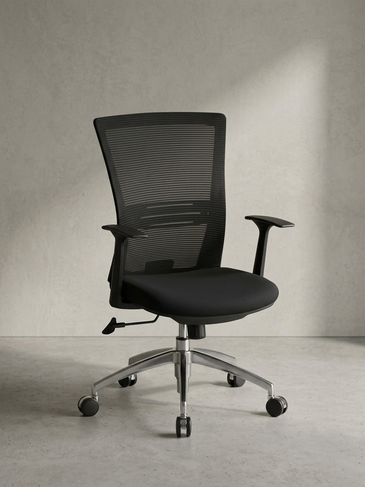 Bürostuhl Stoff schwarz 70x63x107 cm mit Rollen und Höhenverstellung für Home Office Design Möbel modern hochwertig stilvoll robust langlebig Wohnen Einrichtung Interior Zuhause Wohnzimmer_