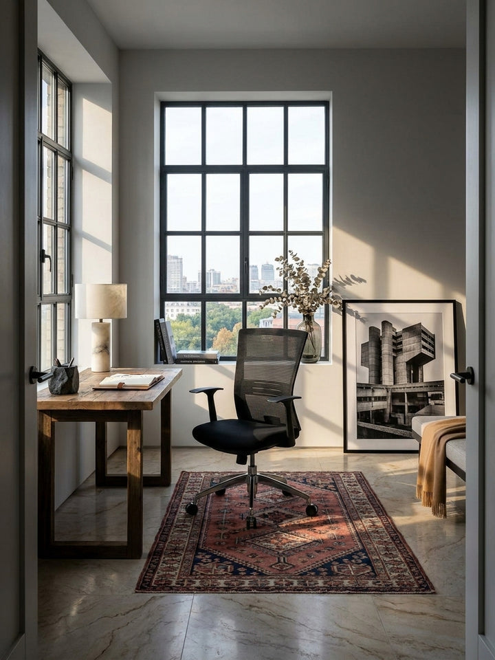 Bürostuhl Stoff schwarz 70x63x107 cm in modernem Home Office Einrichtung Design Möbel mit Rollen und Höhenverstellung hochwertig modern stilvoll einrichten Wohnen Interior Zuhause Wohnzimmer_
