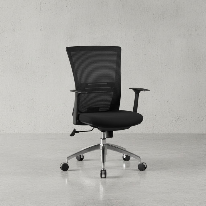 Ergonomischer Bürostuhl_ Atmungsaktive Netzrückenlehne_ ergonomische Form_ verstellbare Rückenlehne_ Kunststoff-Armlehnen_ Aluminium-Fußkreuz_ 120 kg Belastbarkeit - KADIMA DESIGN_Größe_ 70x63x107 cm_