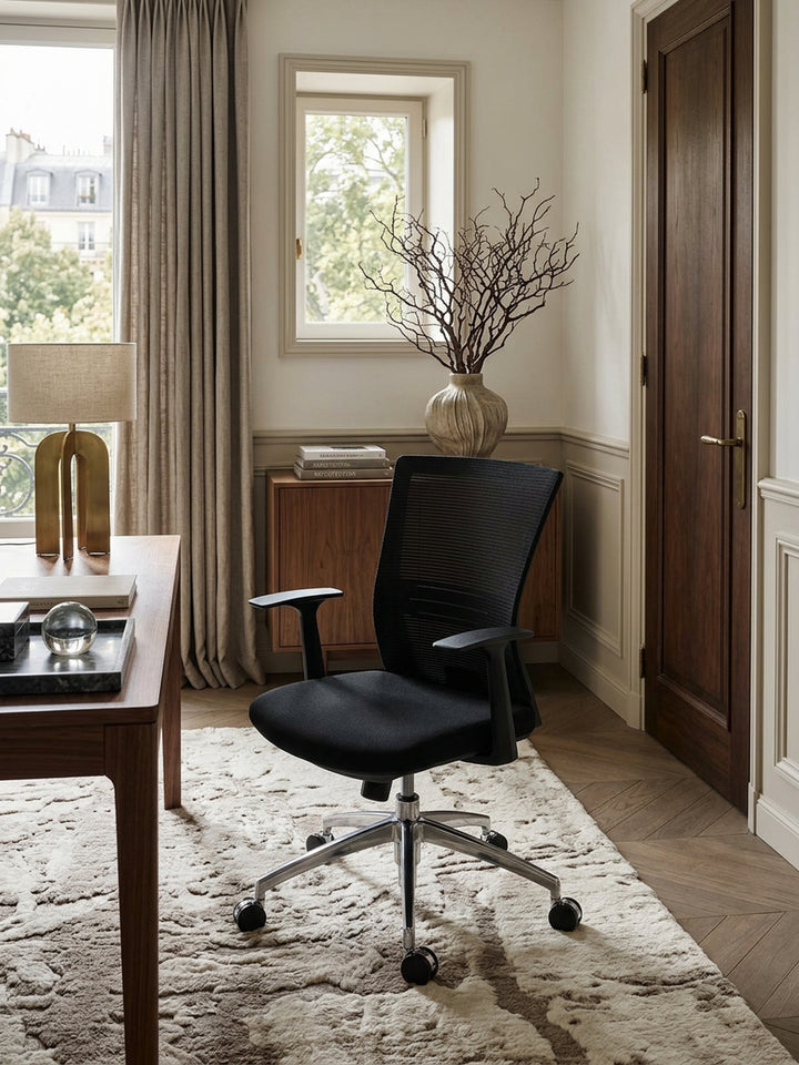 Bürostuhl Stoff schwarz 70x63x107 cm Wohnidee Home Office Einrichtungsidee stilvoll kombinieren mit Rollen und Höhenverstellung Design Möbel Inspiration Wohnen Interior Zuhause Wohnzimmer_