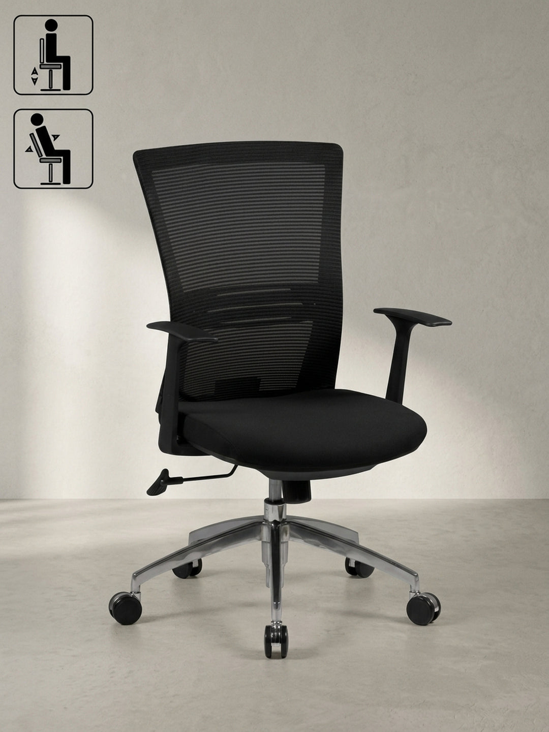Bürostuhl 70x63x107 cm Stoff schwarz mit Rollen und Höhenverstellung Möbel Design Wohnzimmer Esszimmer Schlafzimmer modern hochwertig elegant Home Office Wohnen Einrichtung Interior Zuhause_
