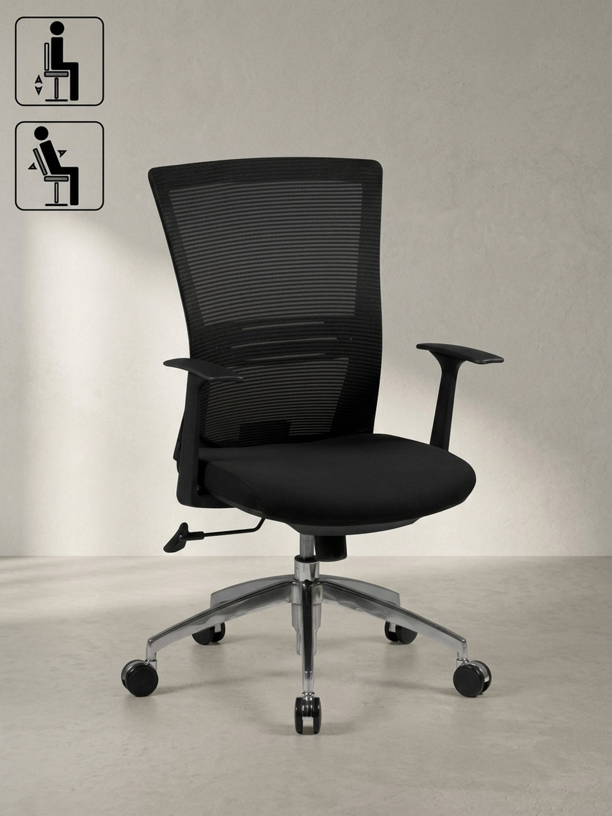 Bürostuhl 70x63x107 cm Stoff schwarz mit Rollen und Höhenverstellung Möbel Design Wohnzimmer Esszimmer Schlafzimmer modern hochwertig elegant Home Office Wohnen Einrichtung Interior Zuhause_