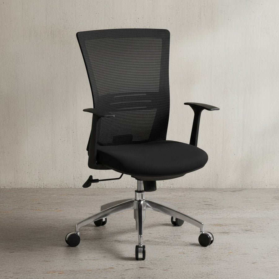 Ergonomischer Bürostuhl_ Atmungsaktive Netzrückenlehne_ ergonomische Form_ verstellbare Rückenlehne_ Kunststoff-Armlehnen_ Aluminium-Fußkreuz_ 120 kg Belastbarkeit - KADIMA DESIGN_Größe_ 70x63x107 cm_