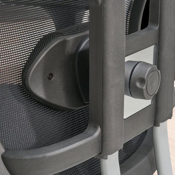 Computerstuhl mit Mesh-Bezug und Kopfstütze - verchromtes Aluminium-Fußkreuz - ergonomische Form von Kadima Design_