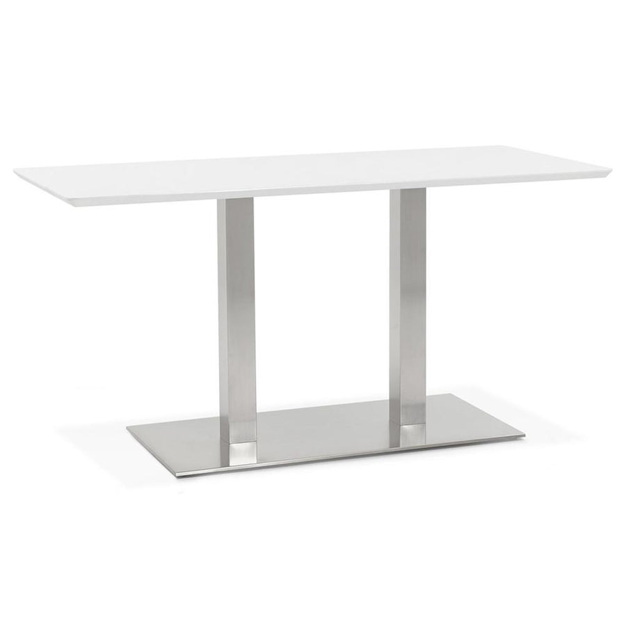 Eleganter weißer TELIX Tisch als zentraler Mittelpunkt für stilvolle Büros und moderne Esszimmer_