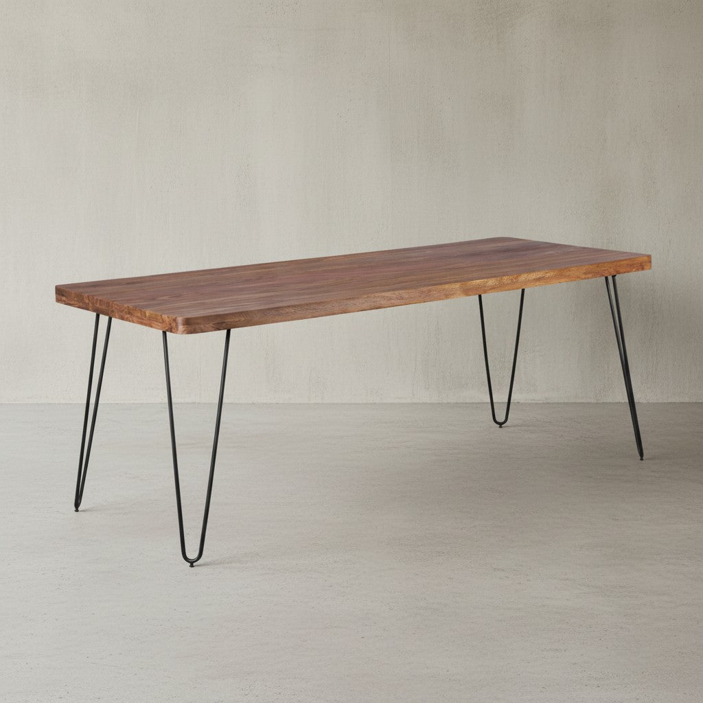 Esstisch BALU Massivholz_ 180x80 cm_ 4 Metallbeine_ handgefertigtes Unikat_ einfacher Aufbau - KADIMA DESIGN_Farbe_ Braun_ Größe_ 200x80x76 cm_