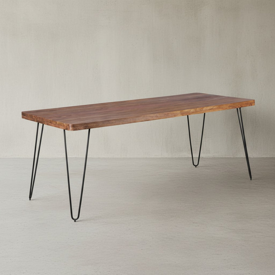 Esstisch BALU Massivholz_ 180x80 cm_ 4 Metallbeine_ handgefertigtes Unikat_ einfacher Aufbau - KADIMA DESIGN_Farbe_ Braun_ Größe_ 200x80x76 cm_