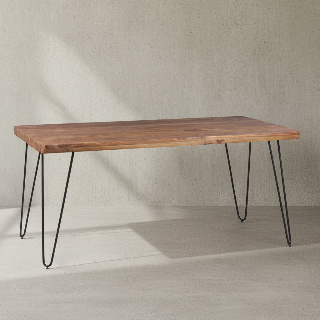 Esstisch BALU Massivholz  180x80 cm  4 Metallbeine  handgefertigtes Unikat  einfacher Aufbau - KADIMA DESIGN Farbe  Braun  Größe  160x80x76 cm