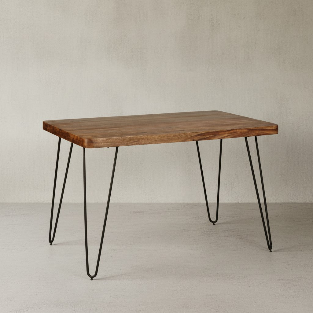 Esstisch BALU Massivholz  180x80 cm  4 Metallbeine  handgefertigtes Unikat  einfacher Aufbau - KADIMA DESIGN Farbe  Braun  Größe  160x80x76 cm