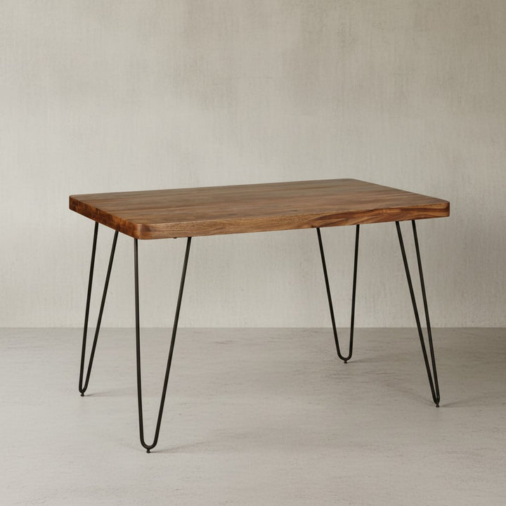 Esstisch BALU Massivholz_ 180x80 cm_ 4 Metallbeine_ handgefertigtes Unikat_ einfacher Aufbau - KADIMA DESIGN_Farbe_ Braun_ Größe_ 160x80x76 cm_