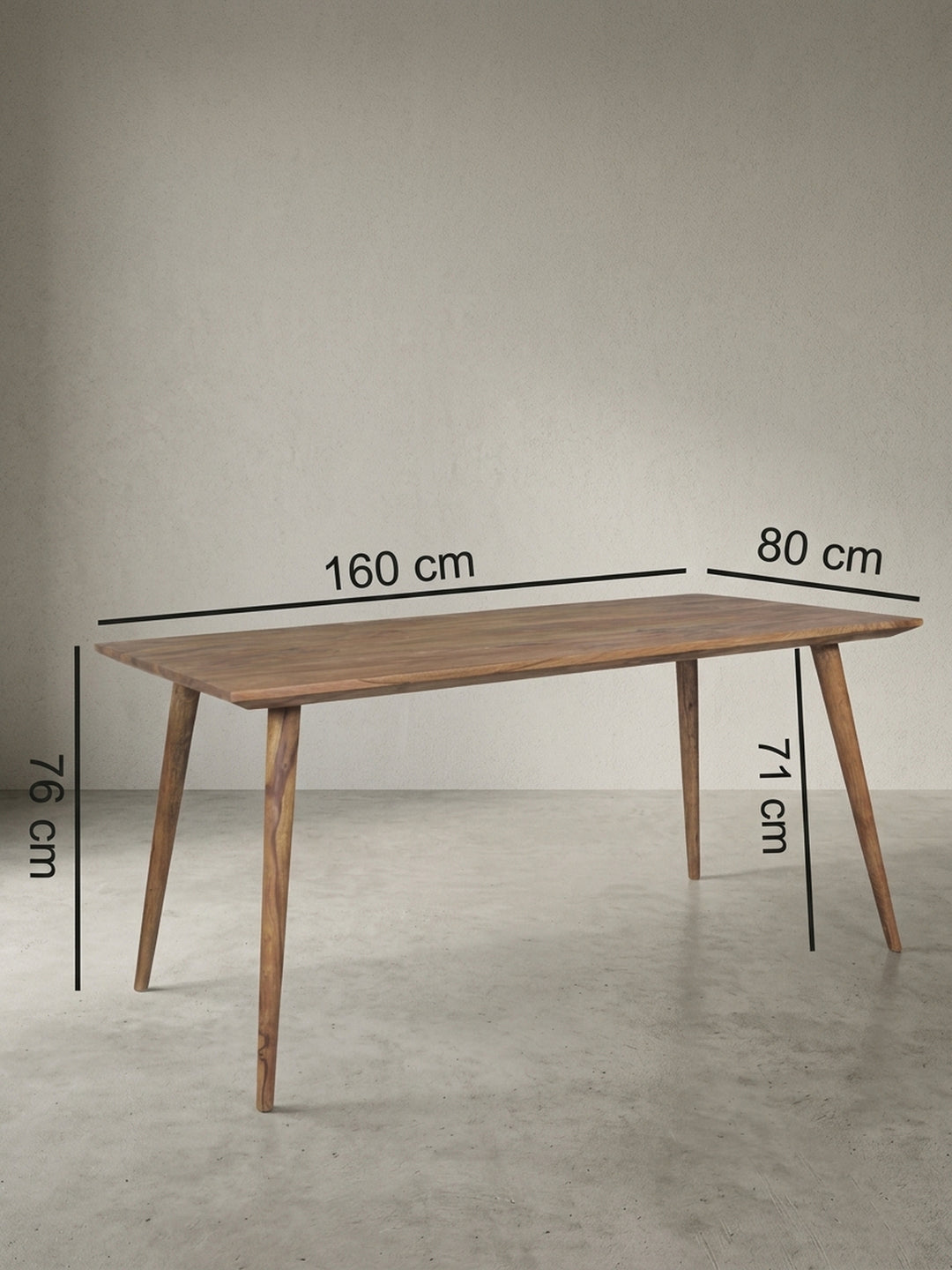 Detailansicht Massivholz Sheesham mit Schutzlackversiegelung aus warmem Sheesham-Massivholz mit markanter Maserung zeigt Verarbeitung und Materialqualität 80x160x76 cm_