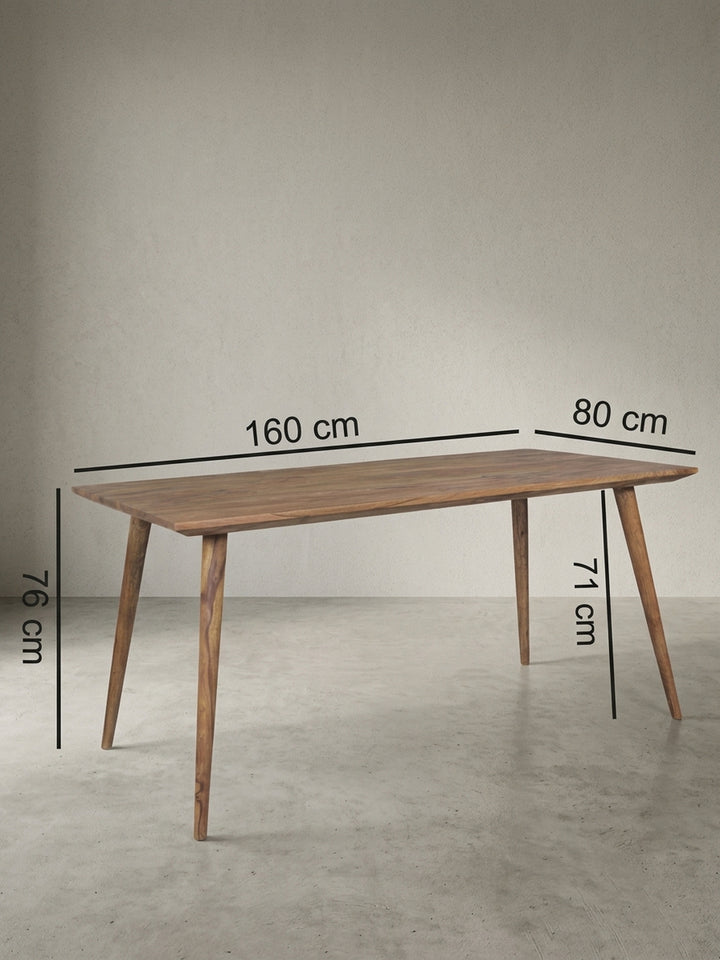 Detailansicht Massivholz Sheesham mit Schutzlackversiegelung aus warmem Sheesham-Massivholz mit markanter Maserung zeigt Verarbeitung und Materialqualität 80x160x76 cm_