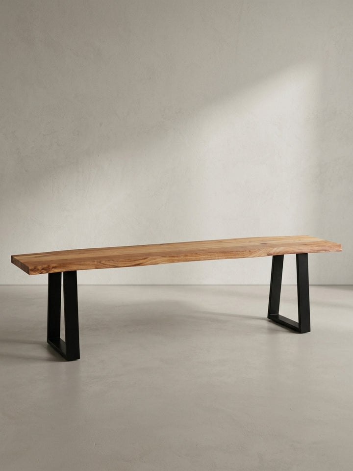 Sitzbank aus honigfarbenem Akazie-Massivholz 120x40x46 cm Design Möbel Premium Qualität modern Esszimmer Einrichtung stilvoll Wohnen Interior Zuhause Wohnzimmer hochwertig elegant robust_