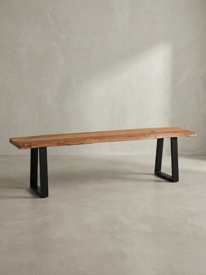 Sitzbank aus Akazie Massivholz natur 120x40x46 cm Design Möbel Einrichtung modern stilvoll robust hochwertig Premium Esszimmer Wohnen Interior Zuhause Wohnzimmer elegant langlebig_
