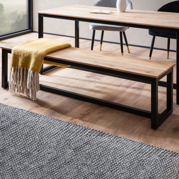Esszimmerbank Massivholz Metall Loft-Stil ohne Lehne
