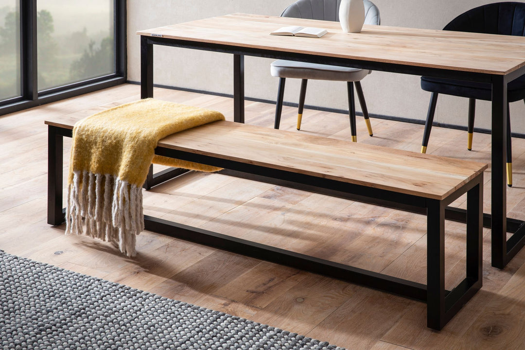 Esszimmerbank Massivholz Metall Loft-Stil ohne Lehne