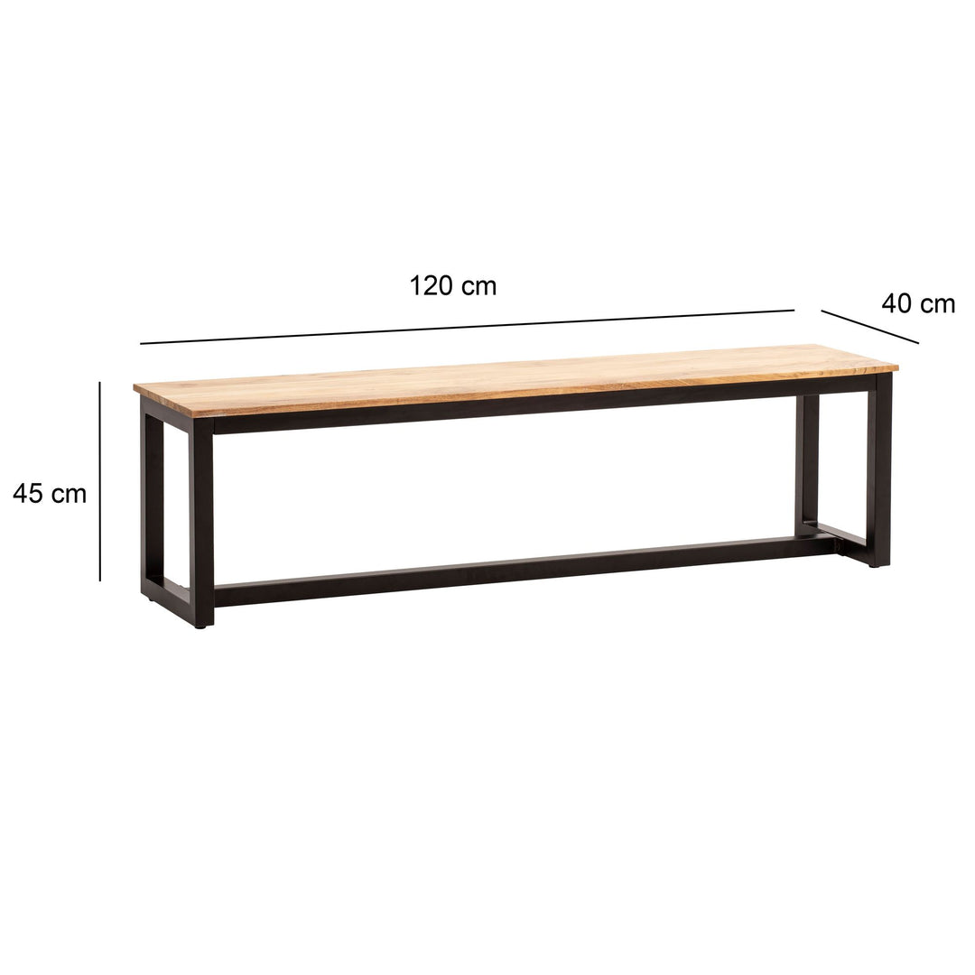 Esszimmerbank Massivholz Metall Loft-Stil ohne Lehne