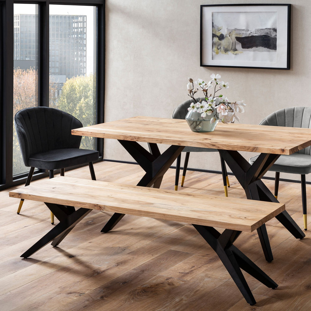 Esszimmerbank Massivholz Metall Loft-Stil
