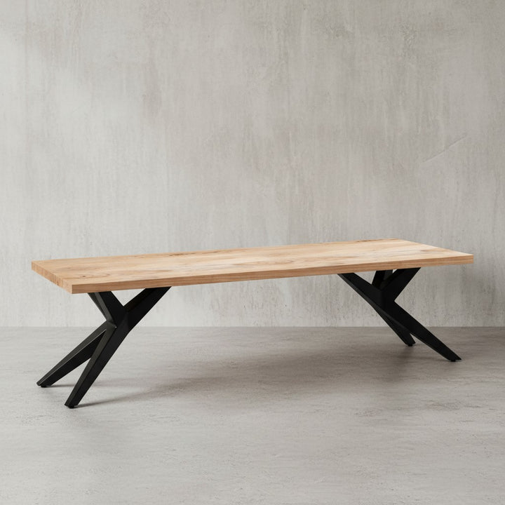 Esszimmerbank Akazie Massivholz Metall Loft-Style - Esstischbank Holzbank Massiv ohne Lehne - Küchenbank Essbank Industrial - Sitzbank Esszimmer Klein_