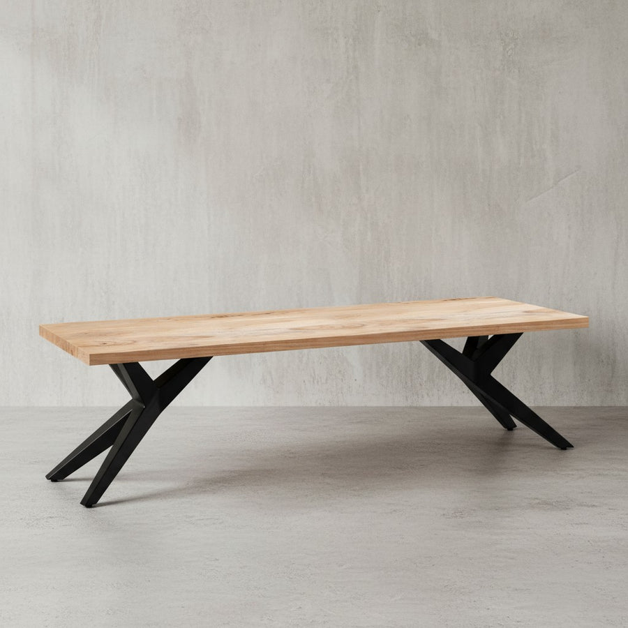 Esszimmerbank Akazie Massivholz Metall Loft-Style - Esstischbank Holzbank Massiv ohne Lehne - Küchenbank Essbank Industrial - Sitzbank Esszimmer Klein_