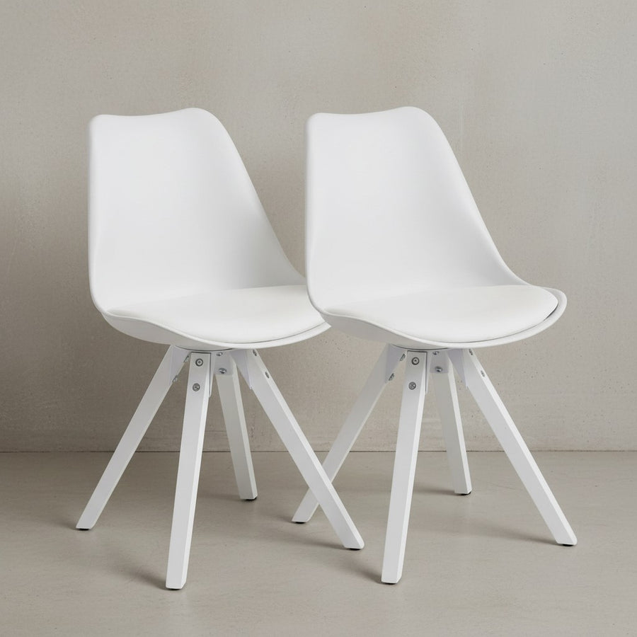 Esszimmerstühle LUND Set_ Kunstlederbezug_ Weiße Beine_ Filzgleiter_ einfache Montage_ 2er Set - KADIMA DESIGN_Farbe_ Weiß_ Größe_ 52x49x87 cm_
