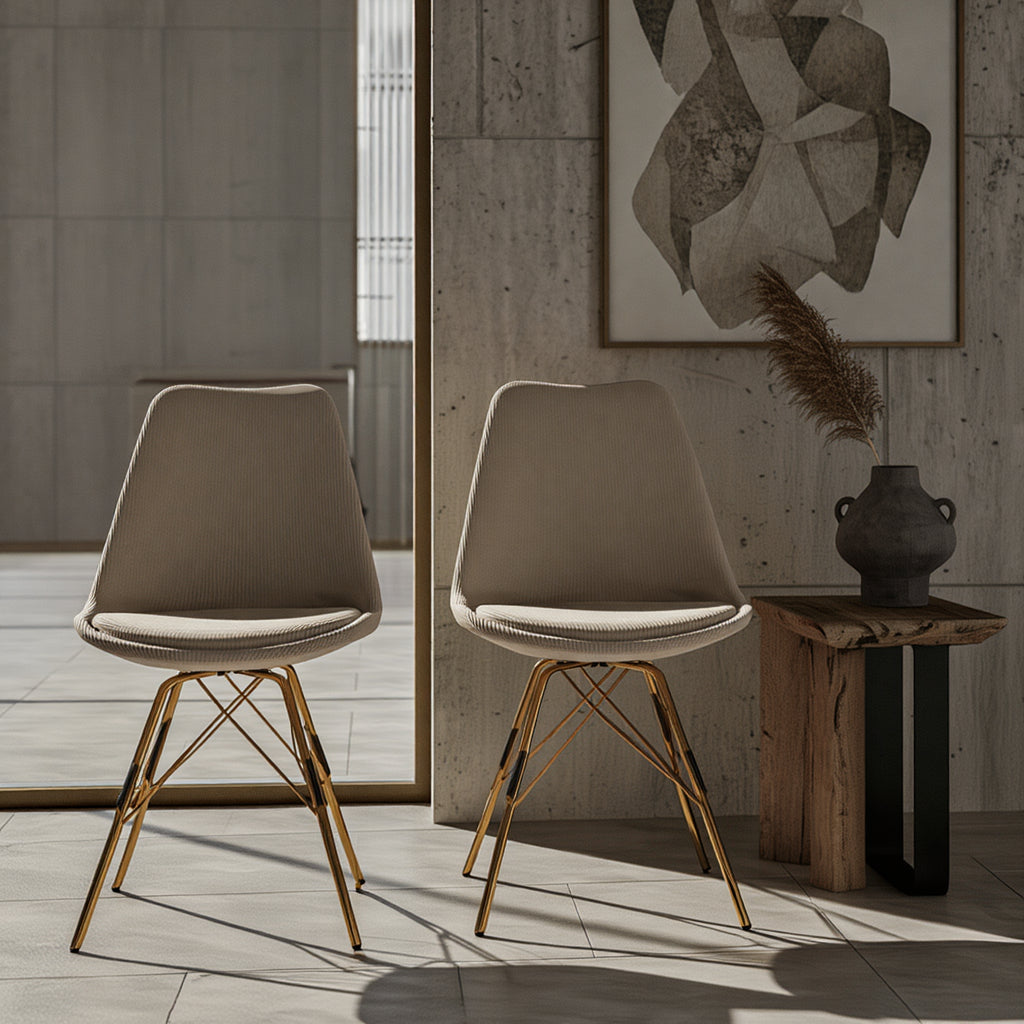 Zeitlose Polsterstühle in Beige im praktischen 2er-Set – Komfort trifft modernes Design _