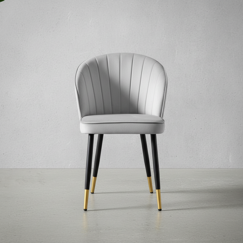 2er-Set Esszimmerstühle in Grau mit Samtbezug und Metallbeinen Schwarz-Gold – eleganter Polsterstuhl für Esszimmer und Küche_