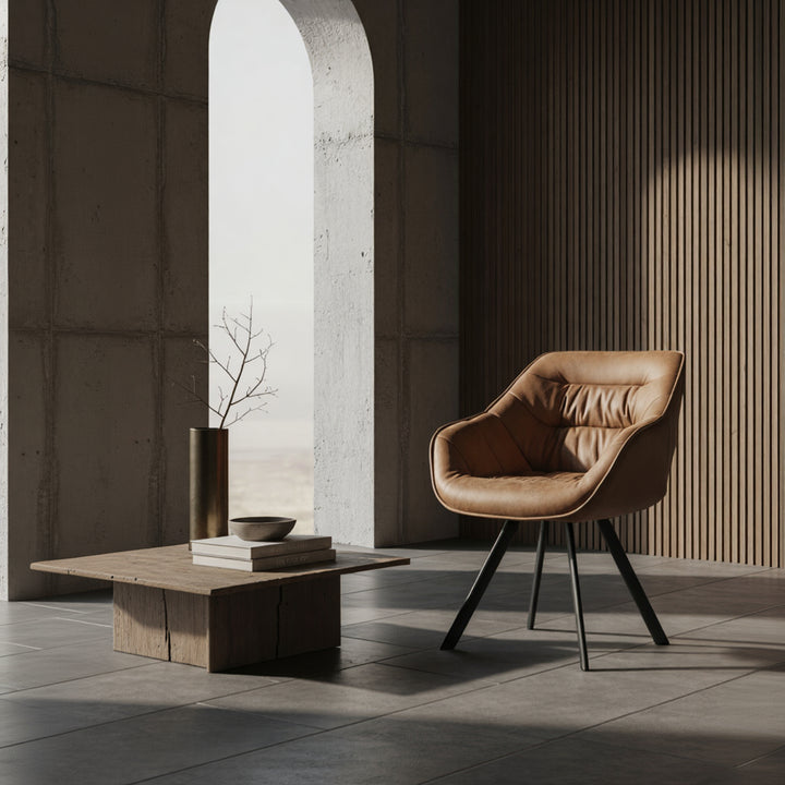 Minimalistisches Interieur mit Esszimmerstuhl Loche in Beige, ideal für stilvolle und komfortable Einrichtung_