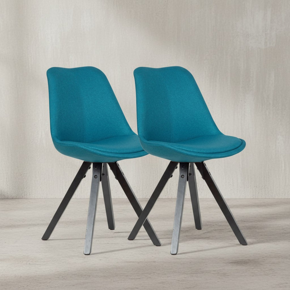 Esszimmerstuhl LUND_ Modernes Design_ Stoffbezug_ Holzstandbeine_ Filzgleiter_ einfache Montage - KADIMA DESIGN_Farbe_ Blau_ Material_ Stoff_ Größe_ 49x52x87 cm_