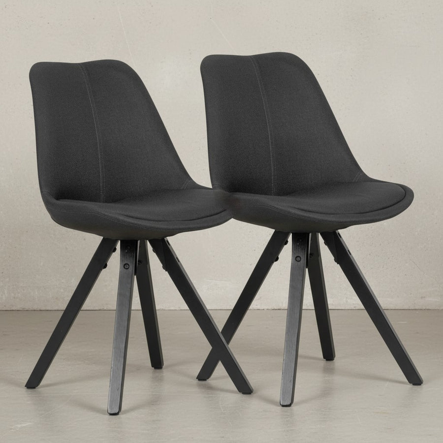 Esszimmerstuhl LUND_ Modernes Design_ Stoffbezug_ Holzstandbeine_ Filzgleiter_ einfache Montage - KADIMA DESIGN_Farbe_ Grau_ Material_ Stoff_ Größe_ 49x52x87 cm_