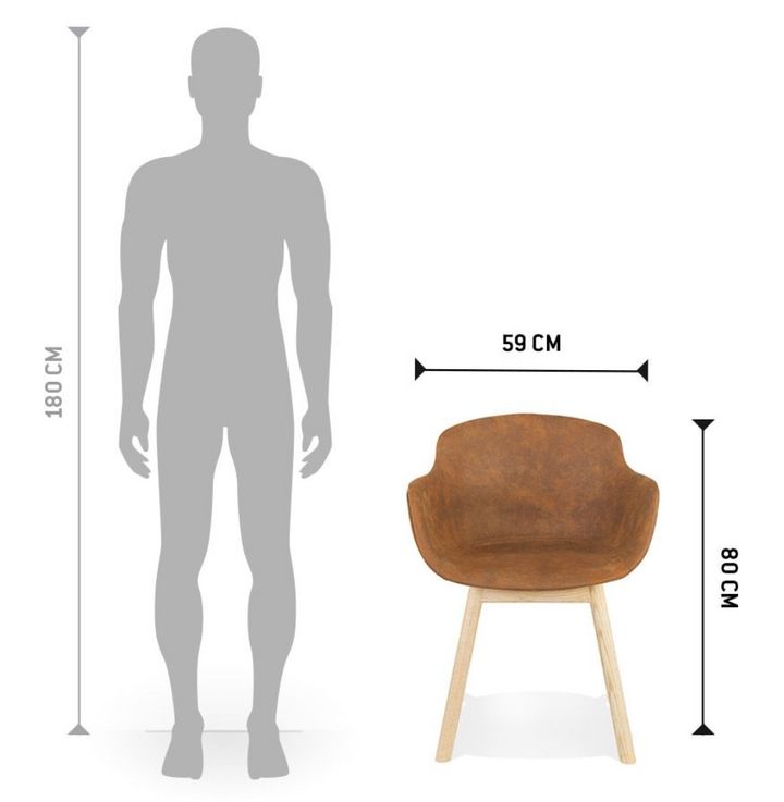 Polsterstuhl mit 45cm Sitzhöhe - integrierten Armlehnen und Eichenholzgestell - ideal für lange Mahlzeiten von Kadima Design_