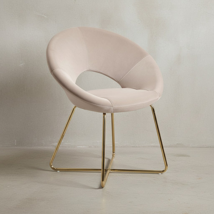 Esszimmerstuhl NETO_ Samtbezug_ Metallbeine_ 57x83x60 cm_ Kunststoffnoppen_ Hellgrau/Beige/Rosa/Dunkelgrau - KADIMA DESIGN_Farbe_ Beige_ Größe_ 60x57x83 cm_