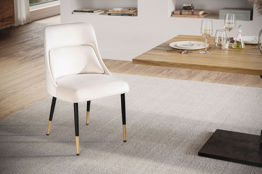 Esszimmerstuhl Samt Küchenstuhl mit schwarzen Beinen - Schalenstuhl Modern - Polsterstuhl mit Stoffbezug - Stuhl Gepolstert mit integriertem Rückenkissen_