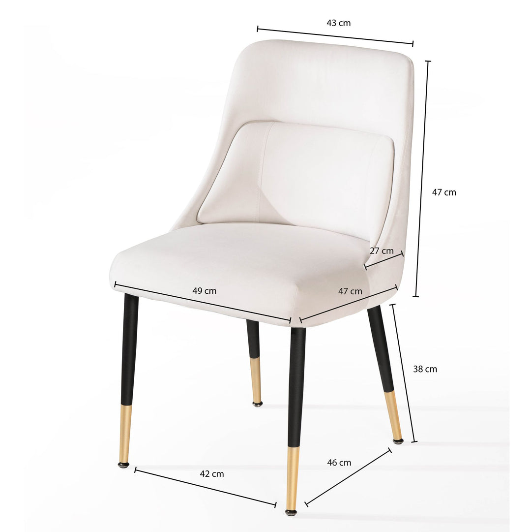 Esszimmerstuhl Samt Küchenstuhl mit schwarzen Beinen - Schalenstuhl Modern - Polsterstuhl mit Stoffbezug - Stuhl Gepolstert mit integriertem Rückenkissen_