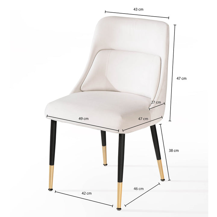 Esszimmerstuhl Samt Küchenstuhl mit schwarzen Beinen - Schalenstuhl Modern - Polsterstuhl mit Stoffbezug - Stuhl Gepolstert mit integriertem Rückenkissen_
