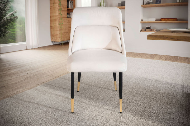 Esszimmerstuhl Samt Küchenstuhl mit schwarzen Beinen - Schalenstuhl Modern - Polsterstuhl mit Stoffbezug - Stuhl Gepolstert mit integriertem Rückenkissen_