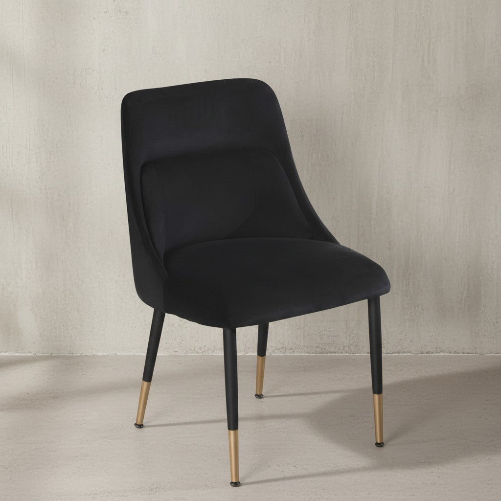 Esszimmerstuhl Samt Küchenstuhl mit schwarzen Beinen - Schalenstuhl Modern - Polsterstuhl mit Stoffbezug - Stuhl Gepolstert mit integriertem Rückenkissen_