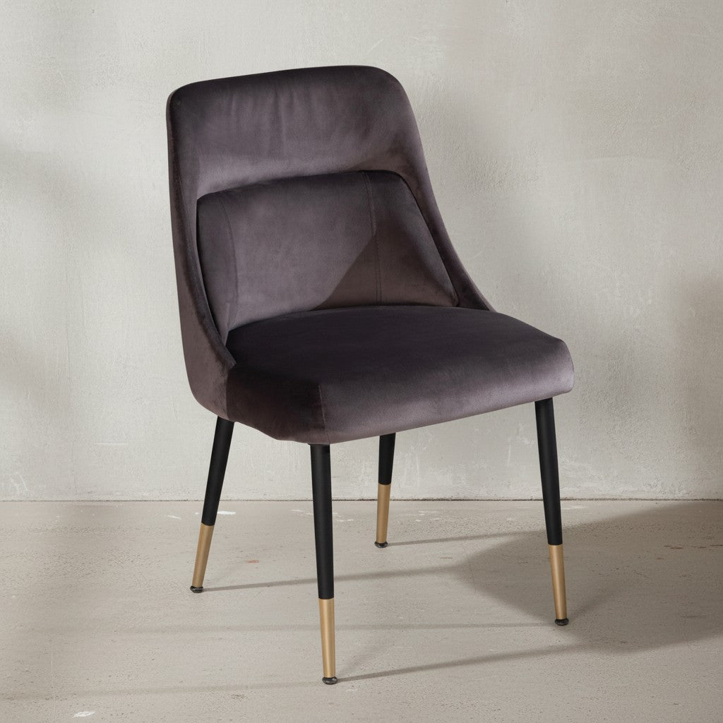 Esszimmerstuhl Samt Küchenstuhl mit schwarzen Beinen - Schalenstuhl Modern - Polsterstuhl mit Stoffbezug - Stuhl Gepolstert mit integriertem Rückenkissen_
