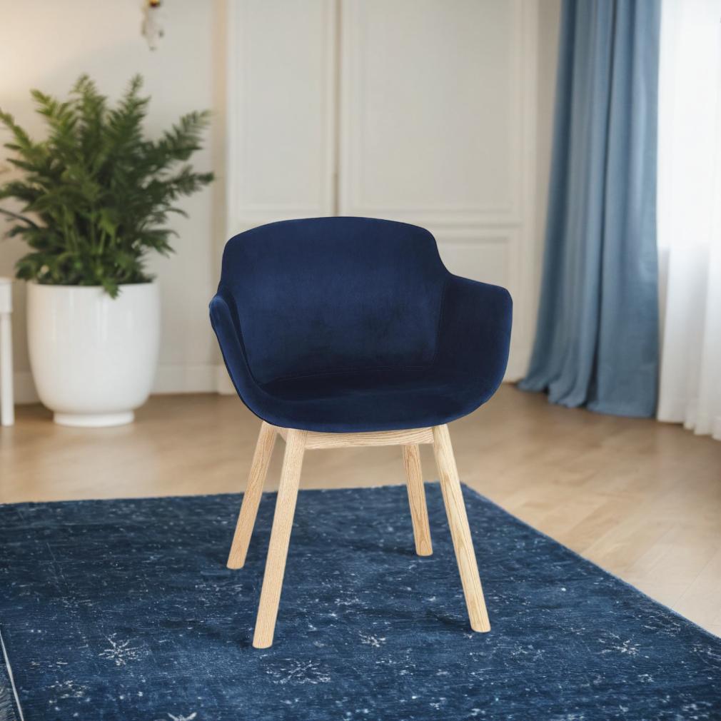 Polsterstuhl in Königsblau - Eichenholzbeine - Sitzhöhe 45cm - ergonomische Rückenlehne - ideal für farbenfrohe Esszimmer - Kadima Design_