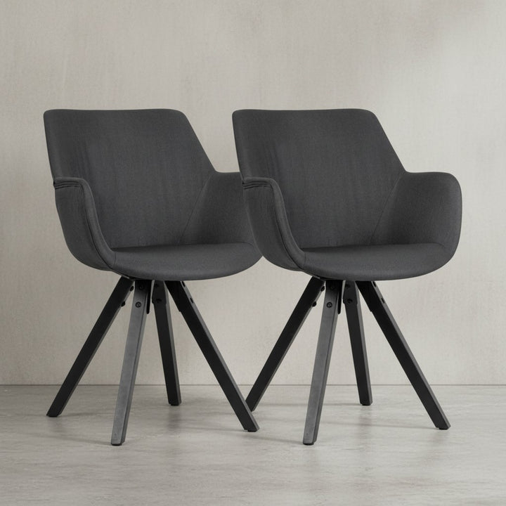 Esszimmerstuhl-Set ESENZIA_ Moderne Design_ Stoffbezug_ Armlehnen_ Filzgleiter_ verschiedene Farben und Größen - KADIMA DESIGN_Farbe_ Schwarz_ Material_ Stoff_ Größe_ 54x58x85 cm_